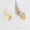 TWINKLE STAR CZ SPARKLING SKY 316L SURGICAL STEEL L-SHAPE NOSE RING